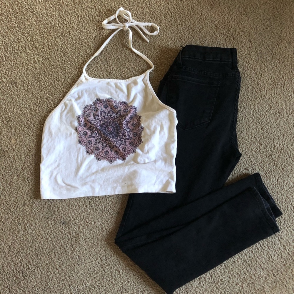 Designed haltered crop top